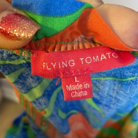 Flying Tomato ALL THE CHEER WOVEN ROMPER in Green size L Faux Wrap Skirt - Picture 3 of 16